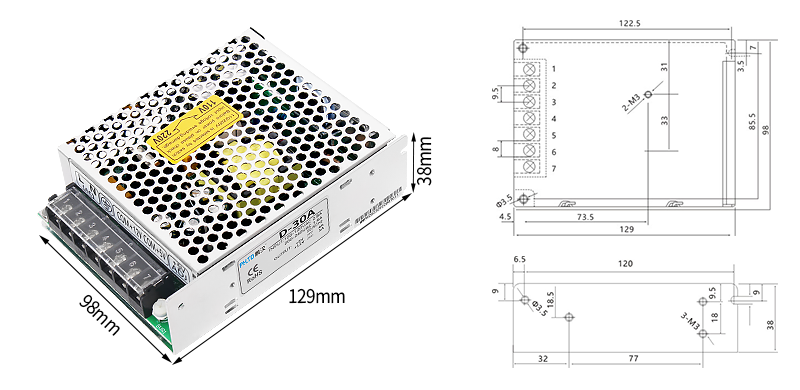 PHLTD Dual Group D Series Switching Power Supply D-30 Size 129x98x38mm