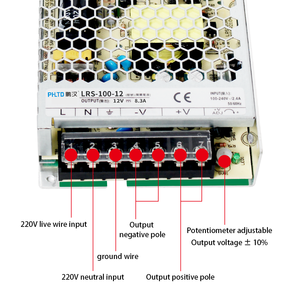 PHLTD LRS series switch power supply wiring reference diagram LRS-100-12V