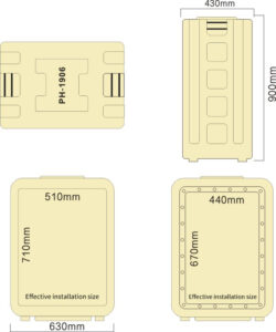 PHLTD Large Portable Stage Lighting Distribution Box Customizable Outdoor Waterproof Single phase Three phase Power Box Outline Dimensional Drawing