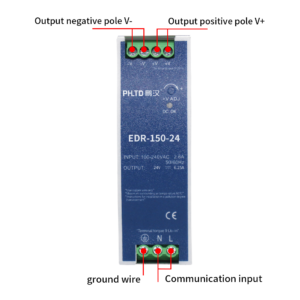 PHLTD Rail Switch Power Supply EDR Series Wiring Diagram Voltage Range/Frequency 85-264VAC 47Hz-63Hz (120VDC-370VDC)