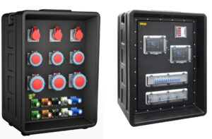 PHLTD large portable stage lighting distribution box can be customized with nine 16A-32A-63A industrial plugs and ten rhino plugs with independent switches