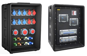 PHLTD large portable stage lighting distribution box can be customized with ten 16A industrial plugs and three 32A-63A rhino plugs with independent switches