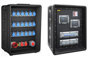 PHLTD large portable stage lighting distribution box can be customized with twenty IP44 industrial sockets and a single 63A socket, one five pin plug with independent switch