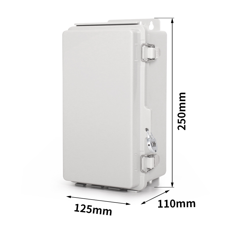 PHLTD outdoor waterproof junction box, with hanging ears, lockable, hinge gray cover size diagram