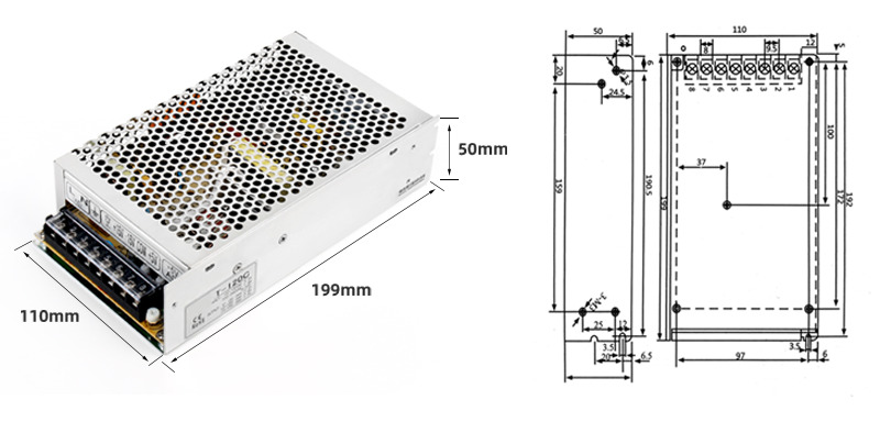 PHLTD single group output power supply T-120V size 199x110x50mm weight 0.9kg