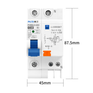 PHLTD track type miniature circuit breaker 110V-120V available, 1P+N16A size45x87.5mm