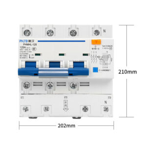 PHLTD track type miniature circuit breaker 110V-120V available, 4P+N125A size202x210mm