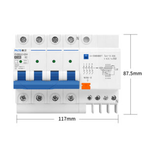 PHLTD track type miniature circuit breaker 110V-120V available, 4P+N16A size117x87.5mm