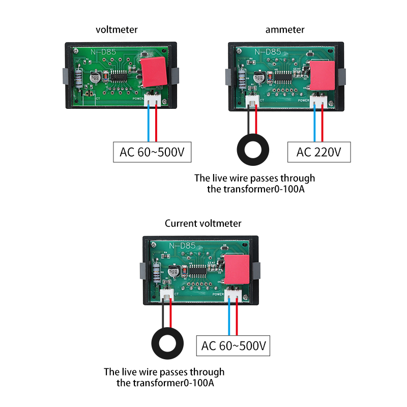 PHLTD D85-5035VA AC voltage and current meter with high-precision digital display and dual display 220V, 380 three-phase AC 60-500V wiring diagram