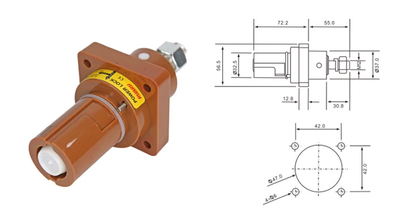PHLTD European Standard 150-400A 380V Single-Core Rhino Power Connector – Dimension Drawing