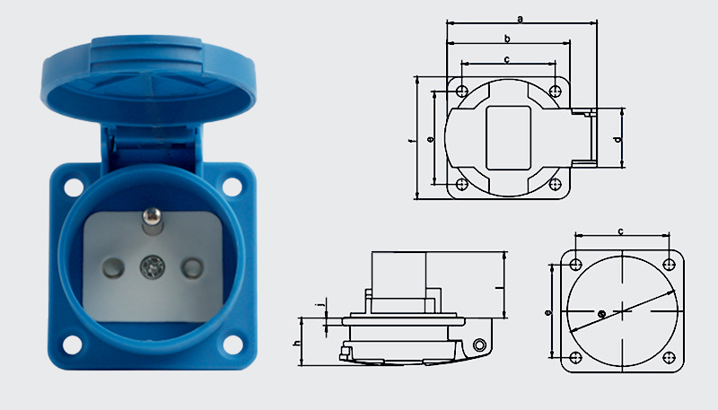 PHLTD France SCHUKO concealed socket 16A 220V outdoor waterproof and dustproof standard socket size diagram