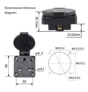 PHLTD IP54 British standard waterproof generator socket 13A three flat British waterproof socket size 50mmX50mm