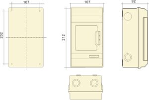 PHLTD IP66 outdoor rainproof PC flame retardant surface mounted distribution box, air switch protection box, PC-4 circuit box size diagram