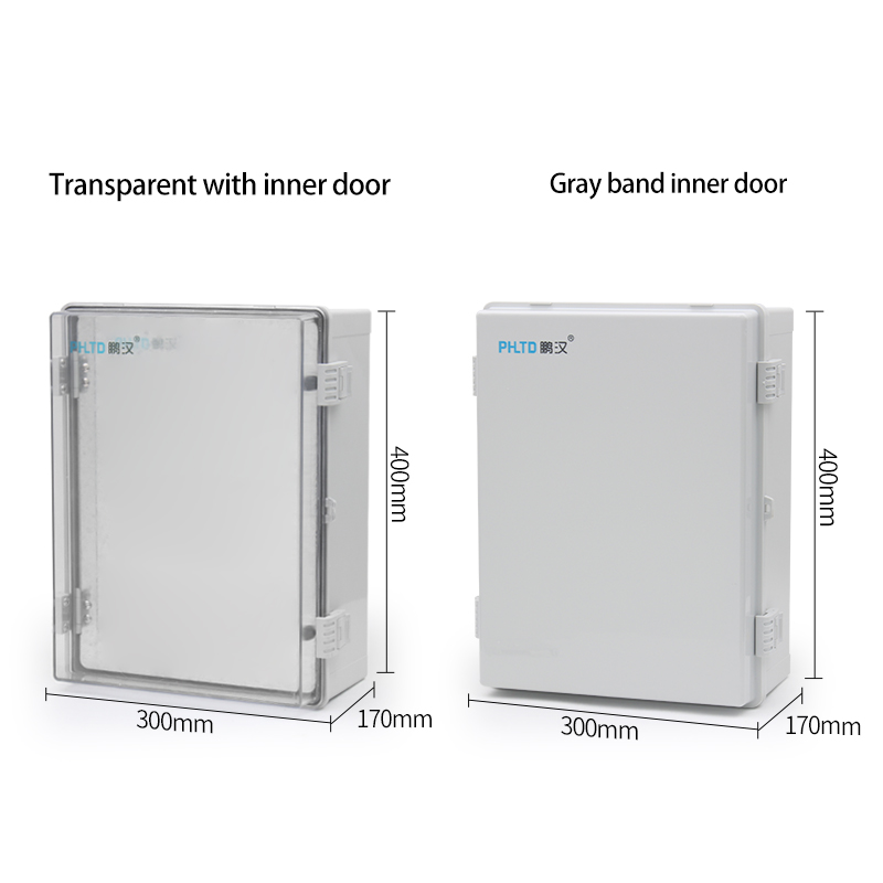 PHLTD Outdoor Waterproof Plastic Distribution Box with Inner Door Control Base Box Grey and Transparent Available