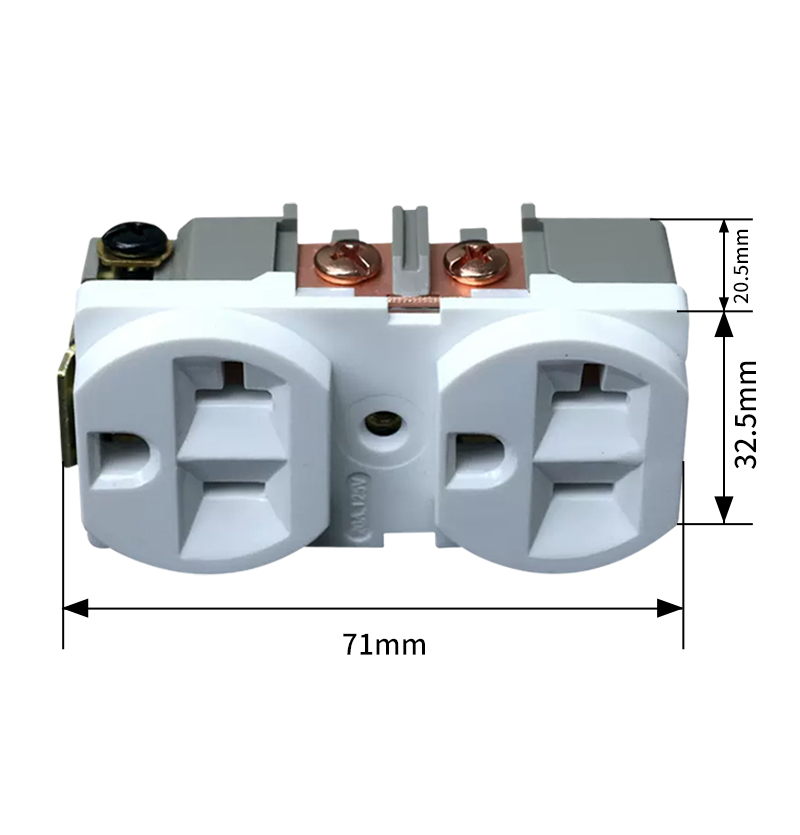 PHLTD copper plated American style socket core for audiophile audio special American standard panel plug size diagram 71x32.5x20.5mm