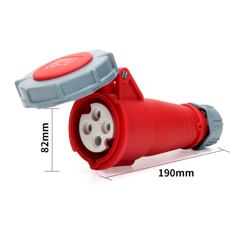 PHLTD high current IP67 waterproof industrial plug and socket connector 4-core 32A male and female aviation connector size 82x190mm