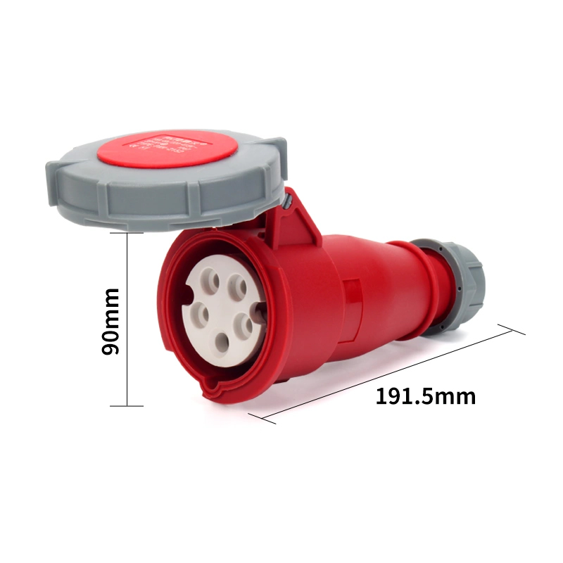 PHLTD high current IP67 waterproof industrial plug and socket connector 5-core 32A male and female aviation connector size 90x191.5mm