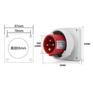 PHLTD high current IP67 waterproof solid brass 4-core 16A concealed plug size 70x87mm diameter 65mm