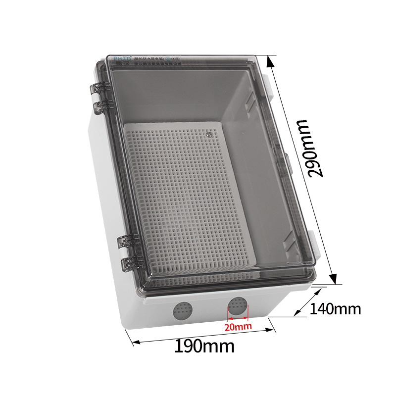 PHLTD outdoor waterproof monitoring electrical instrument box with outlet hole control base box transparent model 290x190x140mm