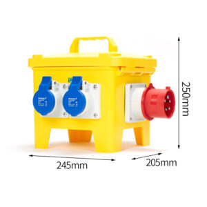 PHLTD portable industrial box with 5P32A concealed plug, 4 industrial sockets with air switch and leakage protection.