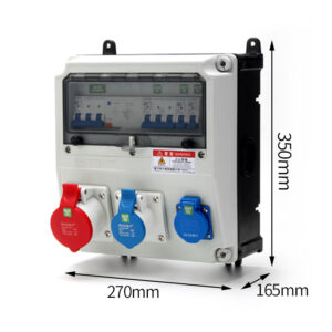 PHLTD Splicing Distribution Box with Industrial Sockets: 4P 32A and 3P 16A, Equipped with Leakage Protection and a Switch Box. Size: 350x270x165mm.