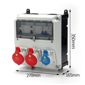 PHLTD Splicing Distribution Box with Industrial Socket 5P 32A - 3P 16A, with Leakage Protection Box Size: 350 x 270 x 165 mm