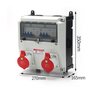 PHLTD Splicing Distribution Box with Industrial Sockets 5P 32A and 5P 16A, with Leakage Protection. Box Size: 350x270x165mm.