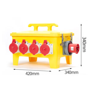 PHLTD Handheld Industrial Box with 5P63A Concealed Plug, 8 Industrial Sockets, Main Switch, and Open Circuit Leakage Protection.