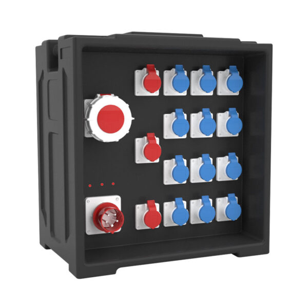 6PHLTD Large Stage LED Lighting Display Panel Power Distribution Box Stage Power Box Twelve Blue Industrial Sockets Three Red Industrial Sockets One 63A and Five Core Industrial Plug