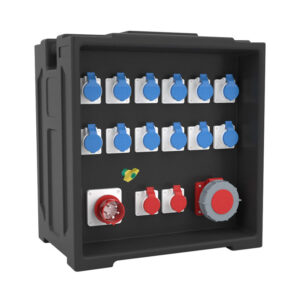 7PHLTD Large Stage LED Lighting Display Panel Power Distribution Box Stage Power Box Twelve Blue Industrial Sockets Two Red Industrial Sockets One 63A and Five Core Industrial Plug