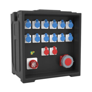 8PHLTD Large Stage LED Lighting Display Panel Power Distribution Box Stage Power Box Twelve Blue 16A Industrial Sockets Two Red 16A Industrial Sockets One 63A and Five Core Industrial Plug