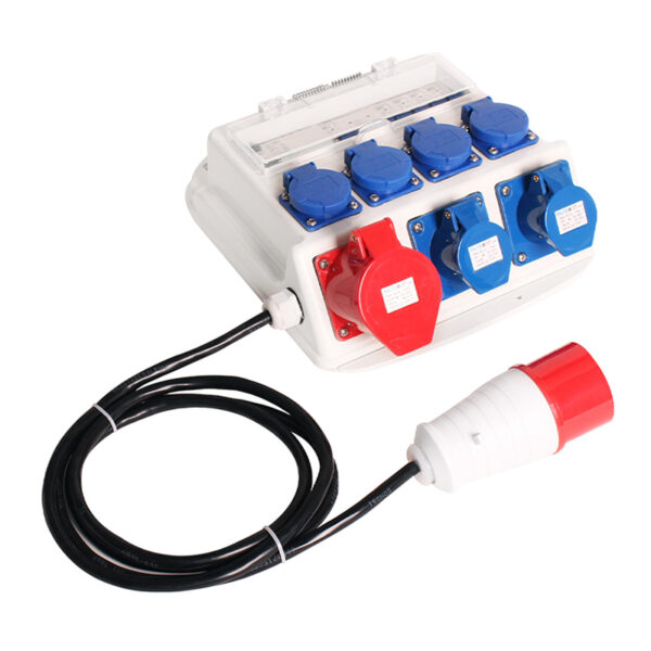 PHLTD industrial waterproof three-phase portable distribution box meets European standards, equipped with circuit breakers, three hole four hole industrial sockets, and five core plugs