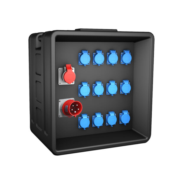 PHLTD large stage LED lighting display panel power distribution box, stage power box, twelve national standard sockets, one red industrial socket, and five core industrial plug