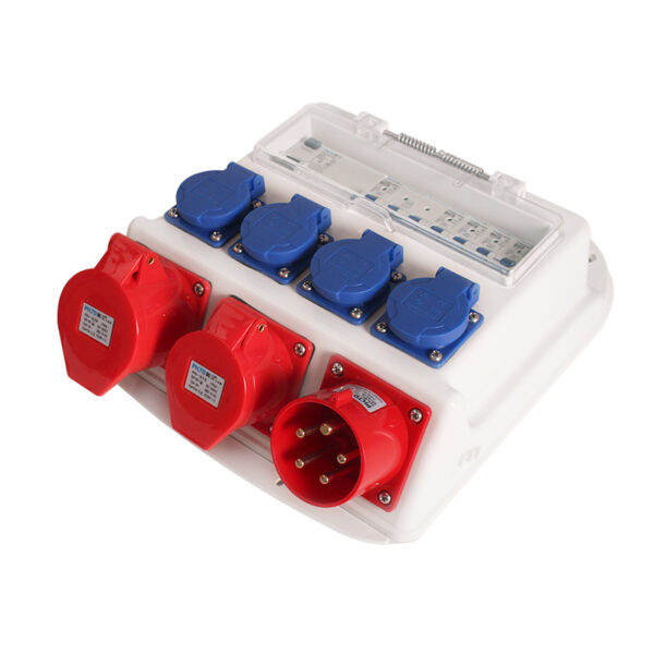 PHLTD waterproof three-phase portable distribution box meets European standards, equipped with European standard sockets and 16A industrial plugs for circuit breakers